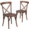 BizChair 2 Pack Stackable Pecan Wood Cross Back Chair - Dining Room Seating view 4