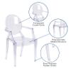 BizChair Oval Back Ghost Chair with Arms in Transparent Crystal view 4
