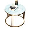 Coffee Table Round End Table Side Table, Marble Pattern Tempered Glass, Coffee Table with Stainless Steel BracketWaterproof and Anti-rust for Living Room, Bedroom, Balcony 60x60x45 cm view 1