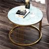 Coffee Table Round End Table Side Table, Marble Pattern Tempered Glass, Coffee Table with Stainless Steel BracketWaterproof and Anti-rust for Living Room, Bedroom, Balcony 60x60x45 cm view 2