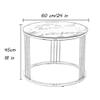 Coffee Table Round End Table Side Table, Marble Pattern Tempered Glass, Coffee Table with Stainless Steel BracketWaterproof and Anti-rust for Living Room, Bedroom, Balcony 60x60x45 cm view 3