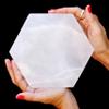 Om Zone Selenite Charging Plate for Cleansing Crystals & Healing Stones, Meditation, Reiki, Protection Crystals, Spiritual Gift (1, 6" Hexagon) view 1