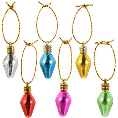 100Pcs Colorful Simulated Lamp Beads DIY Accessories with Rope Christmas Tree Hanging Decoration (Random Color)