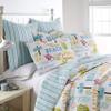 homthreads by Levtex Home - Beach Days Quilt Set - King Quilt (106x92in.) + Two King Pillow Shams (36x20in.) - Coastal Beach - Teal Blue Yellow Green Brown Pink - Reversible - Cotton Fabric view 3