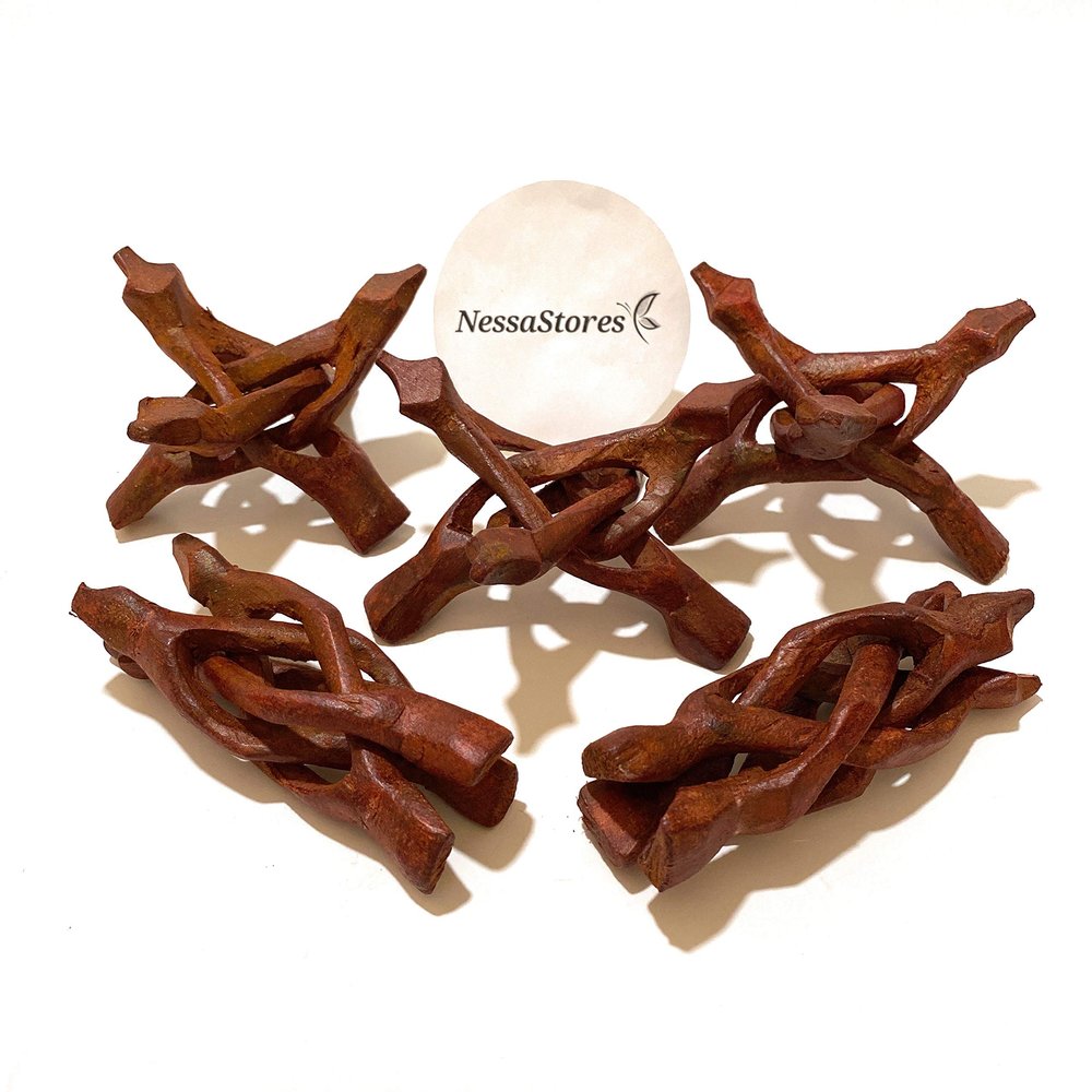 NESSASTORES - Carved Tripod Wood Stand Holder 4" #JC-045 (100 pcs)