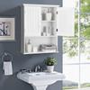 GOFLAME Bathroom Wall Cabinet, 2-Door Toilet Cabinet with Hanging Design, Wooden Medicine Cabinet with Height Adjustable Shelf, Wall Mount Cabinet with Large Storage Space, White view 2