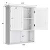 GOFLAME Bathroom Wall Cabinet, 2-Door Toilet Cabinet with Hanging Design, Wooden Medicine Cabinet with Height Adjustable Shelf, Wall Mount Cabinet with Large Storage Space, White view 3