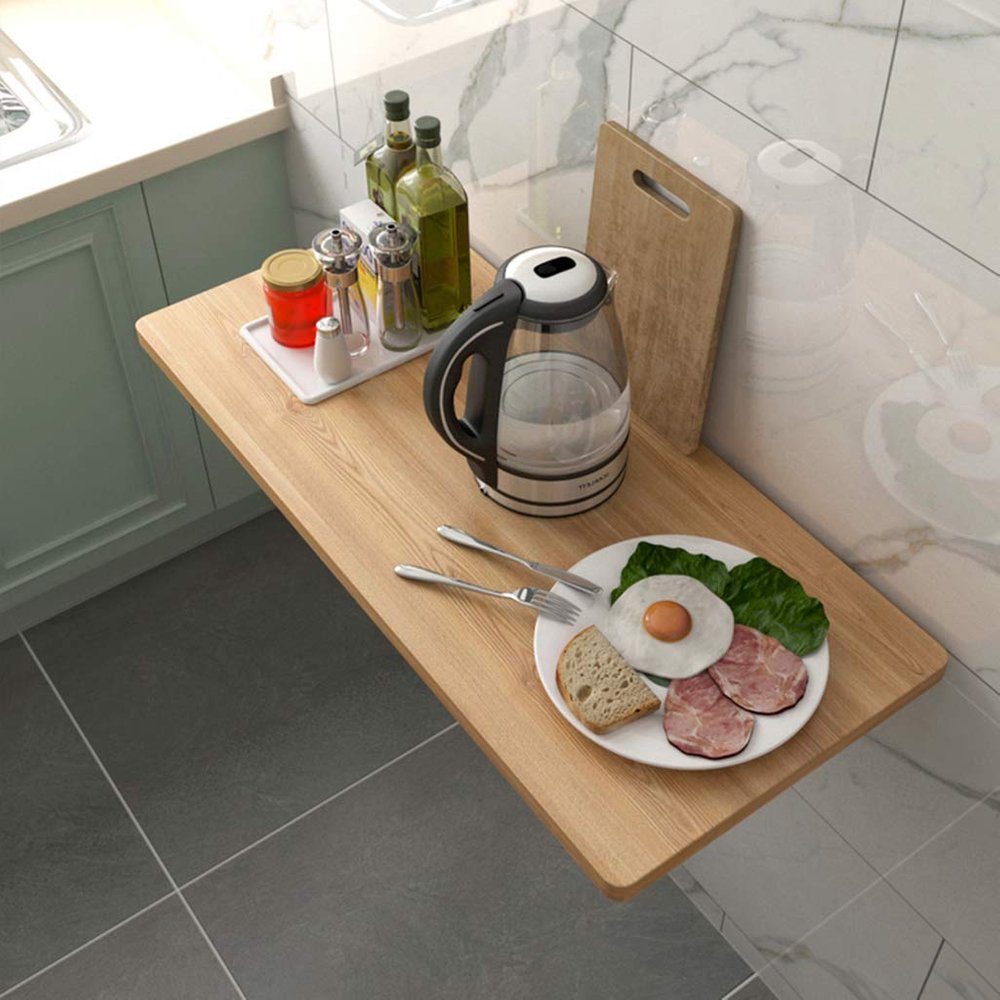 Wall-Mounted Table Wall Desk, Drop-Leaf Computer Table, Folding Heavy Duty Shelf Bracket Bench Table, Kitchen Dining Desk, for Office/Laundry Room