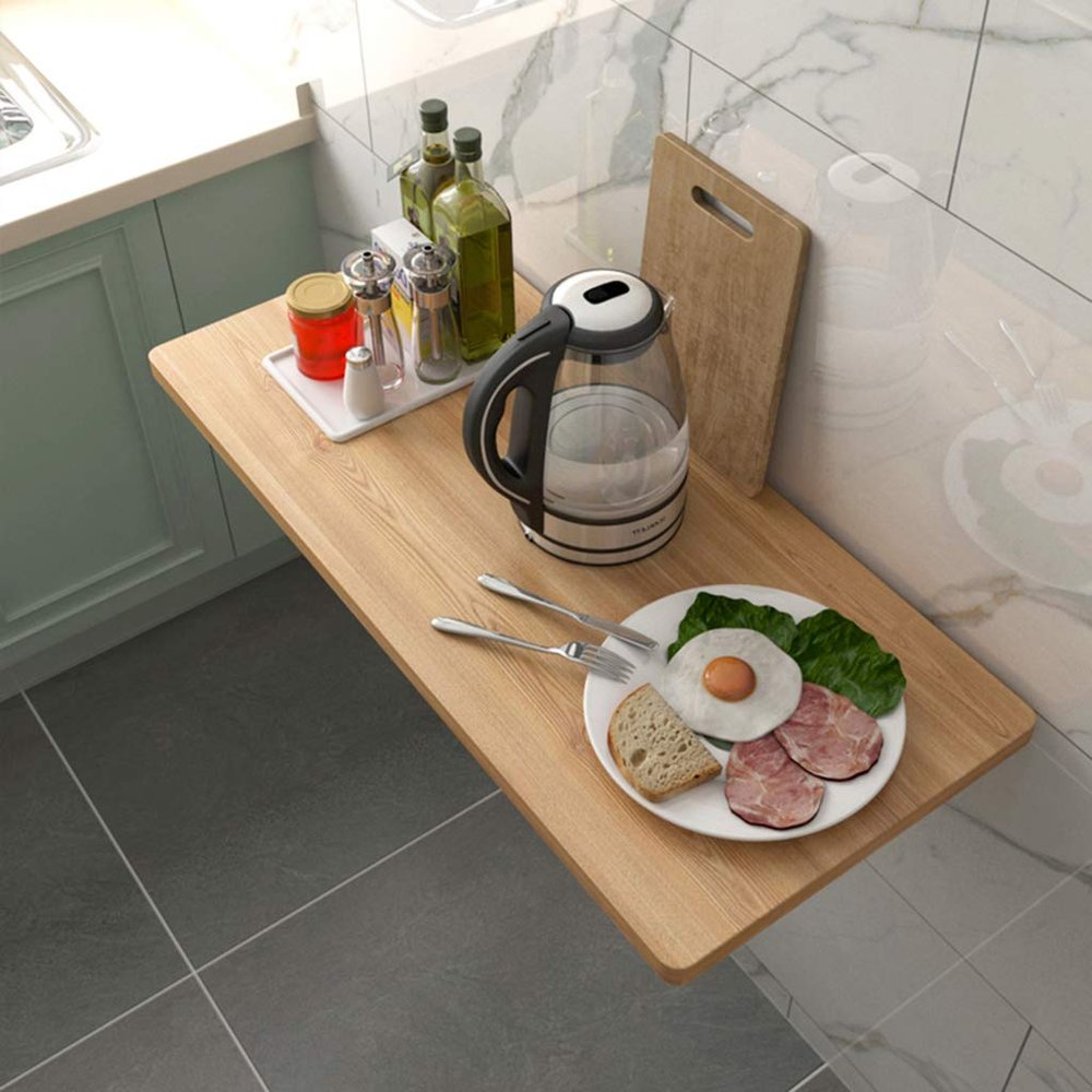Wall-Mounted Table Wall Desk, Drop-Leaf Computer Table, Folding Heavy Duty Shelf Bracket Bench Table, Kitchen Dining Desk, for Office/Laundry Room