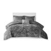 Intelligent Design King Duvet Cover Set, Velvet King Duvet Set, Luxury Diamond Quilting Grey Duvet Cover, Fluffy Duvet Cover with Decorative Pillow and 2 Shams, 4 Pieces, Grey, King/Cal King view 1