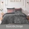 Intelligent Design King Duvet Cover Set, Velvet King Duvet Set, Luxury Diamond Quilting Grey Duvet Cover, Fluffy Duvet Cover with Decorative Pillow and 2 Shams, 4 Pieces, Grey, King/Cal King view 2
