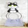 Ebros Gift Darling Black and White Tuxedo Feline Kitten Cat Hand Towel and Toilet Paper Holder Set Wall Hanging Figurine Vanity Powder Room Bathroom Cats Accent Decor view 2