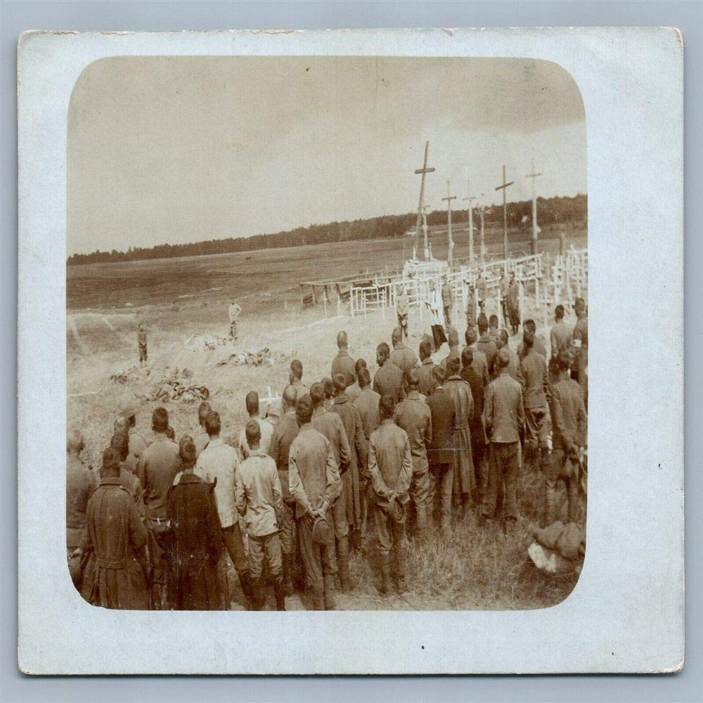 GERMAN WWI FUNERALS w/SOLDIERS DEAD BODIES WWI ANTIQUE REAL PHOTO POSTCARD RPPC