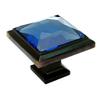 PJS Hardware 5883ORB-BL Oil Rubbed Bronze & Blue Glass Square Cabinet Knobthe Best! view 1