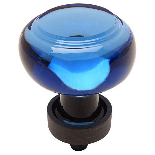 PJS Hardware 6355ORB-BL Oil Rubbed Bronze & Blue Glass Cabinet Knobthe Best!