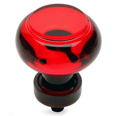 PJS Hardware 6355ORB-R Oil Rubbed Bronze & Red Glass Cabinet Knobthe Best!
