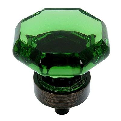 PJS Hardware 5268ORB-EM Oil Rubbed Bronze & Emerald Glass Cabinet Knobthe Best!