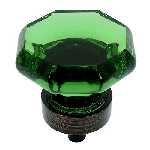 PJS Hardware 5268ORB-EM Oil Rubbed Bronze & Emerald Glass Cabinet Knobthe Best!