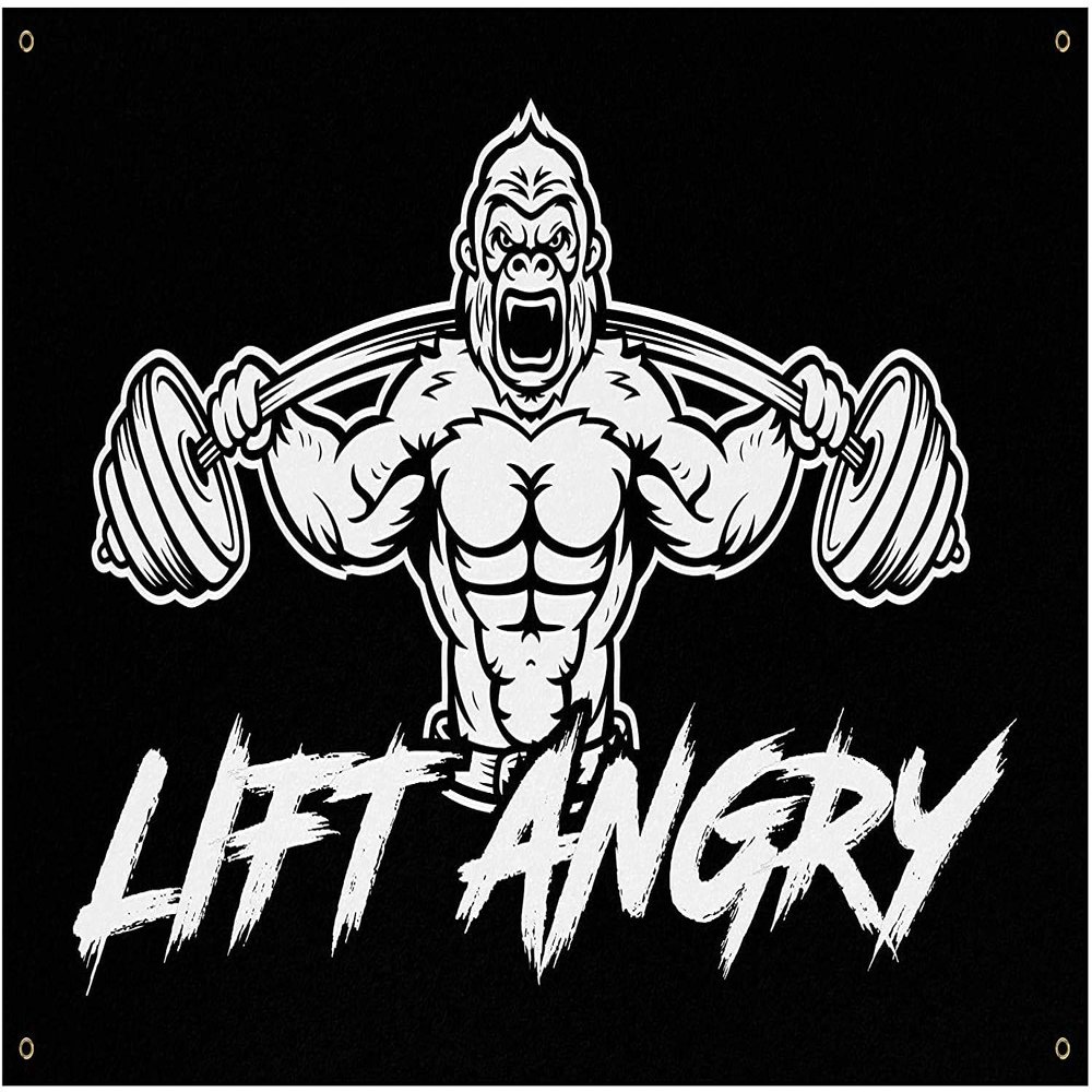 Damdekoli Lift Angry Gorilla Banner - Home Gym Decor - Large Quotes Wall Art - Garage Basement - Sports Inspiration - Motivational Fitness (24 x 36 Inches)