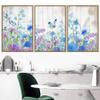 SIGNWIN 3 Piece Framed Canvas Wall Art Wild Flowers on Wood Background Canvas Prints Home Artwork Decoration for Living Room,Bedroom - 16"x24"x3 Panels view 2