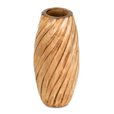 AeraVida 8.2 inch Timeless Handmade Modern Rustic Spiral Light Brown Mango Tree Wood Vase for Home | Natural Wooden Home Decor - Modern Farmhouse | Kitchen Table Counter-top Accent Decor