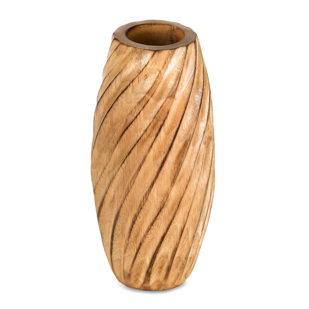 AeraVida 8.2 inch Timeless Handmade Modern Rustic Spiral Light Brown Mango Tree Wood Vase for Home | Natural Wooden Home Decor - Modern Farmhouse | Kitchen Table Counter-top Accent Decor