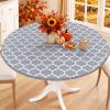 Smiry 45"-56" Round Fitted Tablecloth, Waterproof Plastic Table Cover view 1