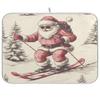 Nander Christmas Santa Claus With Gifts Red Background Dish Drying Mat for Kitchen Counter, Absorbent Reversible Dish Draining Mat,Rack Pad for Countertop, 18 x 24 Inches view 1