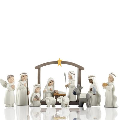 ENNAS Little People Nativity Set 12-Piece Mini Christmas Nativity Scene Set, Indoor Holiday Manger Figures for Tabletop Decor, White Nativity Figurines