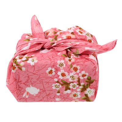 VALICLUD Bento Wrapping Cloth Cherry Flower Rabbit Printed Handkerchief Japanese Style Bento Lunch Bandana Cover Bag Decorative Table Cloth for Home Picnic Camping Outdoor Pink