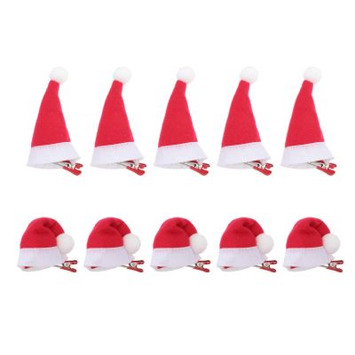 10pcs Santa Hat Hair Clip Christmas Hair Clips Mini Santa Hat Christmas Hair Barrettes Costume Headpiece Photo Props Chritmas Party Favor Decoration (Red)