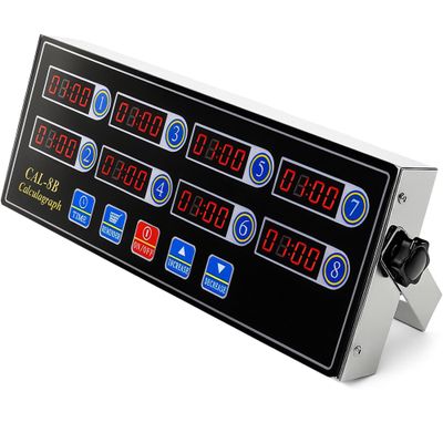 EVEDMOT Commercial 8 Channels Digital Kitchen Timer, Stainless Steel Calculagraph Timer with Loud Alarm for Restaurant, Clock Reminder on Multiple Events