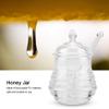 Agatige 245ml Honey Jars with Dipper, Crystal Plastic Beehive Honey Pot Syrup Dispenser for Home Kitchen view 3