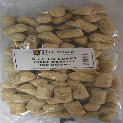 9X1 1/2 First Quality Straight Wine Corks 38X23Mm 100/Bag