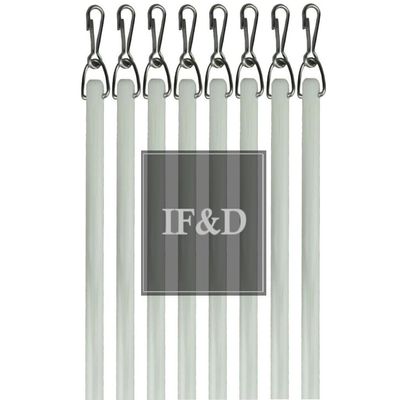 IF&D - Fabrics and Drapes - 60 inch (5 Foot) - 8 pack - White Fiberglass Drapery Curtain Pull Wands - Style #0229