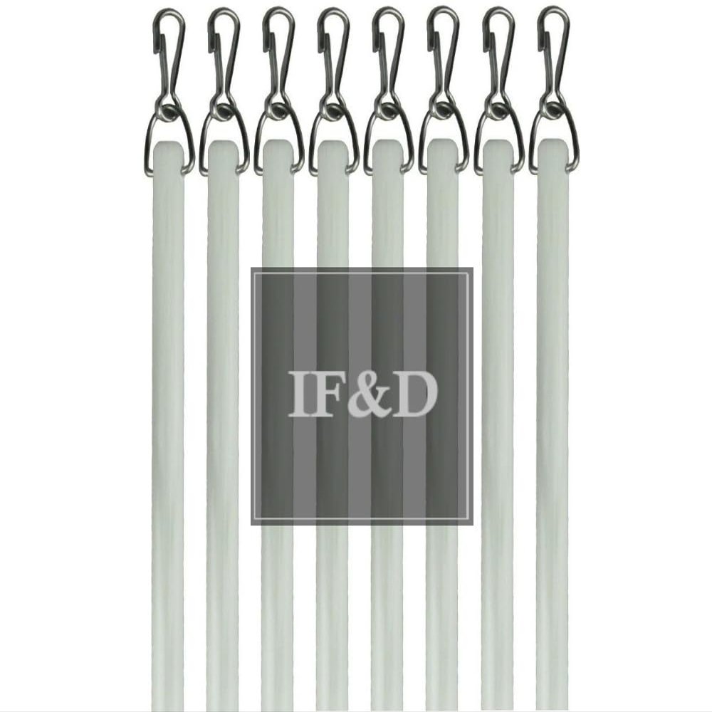 IF&D - Fabrics and Drapes - 60 inch (5 Foot) - 8 pack - White Fiberglass Drapery Curtain Pull Wands - Style #0229