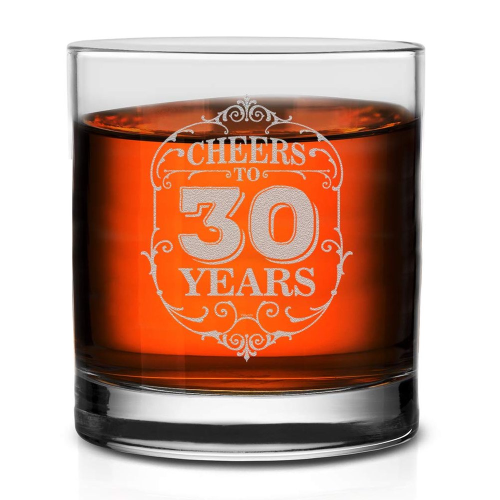Veracco Cheers To 30 Years Whiskey Glass Funny Birthday Gift For Someone Who Loves Drinking Bachelor 30th Party Favors Thirty and Fabulous (Clear, Glass)