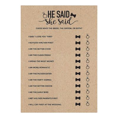 Fun Express He Said She Said Game - Interactive Party Game for Couples & Friends Icebreaker & Conversation Starter - Ideal for Bridal Showers Weddings & Fun Nights in - 25 Pieces - Brown