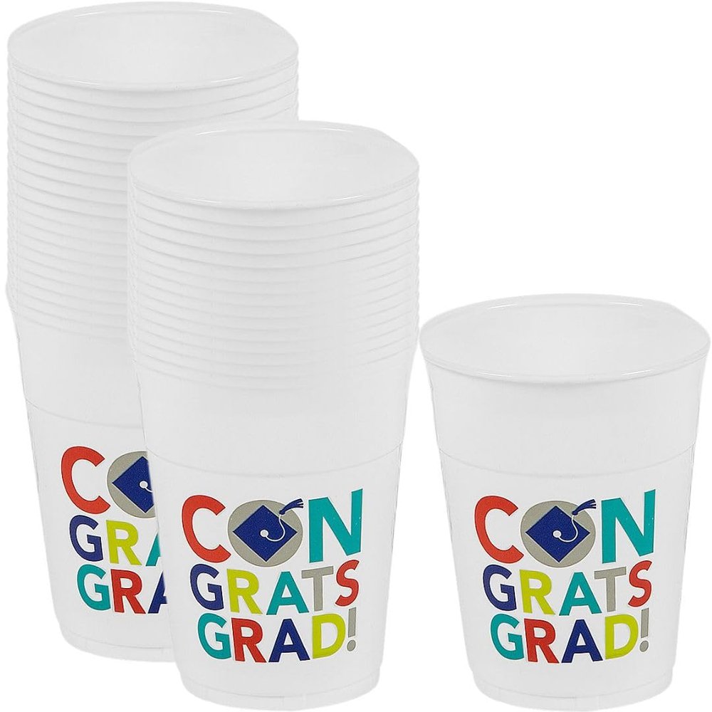 Fun Express Bright Congrats Grad Plastic Cups - 50 Ct.