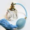 Alice-Aliya Genuine Crystal Perfume Refillable Empty Atomizer Bottle With Bulb And Tassel Sprayer Attachment. (Turquoise bulb and tassel color) view 2