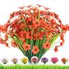 Artificial Outdoor Flowers,8 Bundles UV Resistant Fake Flowers,Artificial Violet Flowers Plastic Faux Flowers Greenery Plants for Outdoor Garden Porch Window Box Decoration(Orange Red) view 1