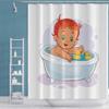OERJU 72x78inch Cute Baby Happy Bathing Shower Curtain Cartoon Boy Yellow Duck White Bathtub Funny Scene Modern Kids Bathroom Decor Waterproof Fabric Shower Curtain Liner Durable with Hooks view 2