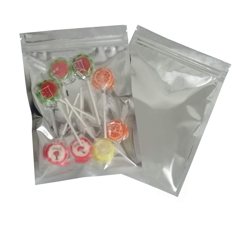 100 Pack Mylar Bags - 4.7x7.9 Inch Packing Pouch Bags Resealable Clear Zip Lock Food Storage Bags, Food Safe Plastic Aluminum Material - Silver