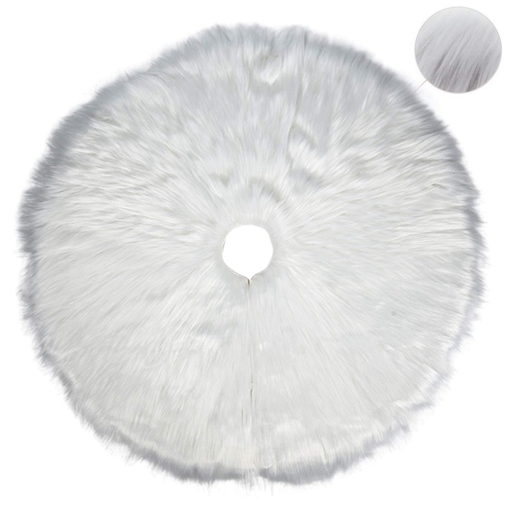 31Inch Christmas Tree Skirt Plush Tree Ornaments Xmas Holiday Tree Decoration for Christmas Home Party Decor