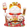 Ziv-01 10" White Ceramic Maneki Neko Lucky Cat with Waving Arm,Ornately Decorated Porcelain Best Gift for Business Opening view 1