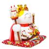Ziv-01 10" White Ceramic Maneki Neko Lucky Cat with Waving Arm,Ornately Decorated Porcelain Best Gift for Business Opening view 2