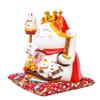 Ziv-01 10" White Ceramic Maneki Neko Lucky Cat with Waving Arm,Ornately Decorated Porcelain Best Gift for Business Opening view 3
