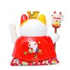 Ziv-01 10" White Ceramic Maneki Neko Lucky Cat with Waving Arm,Ornately Decorated Porcelain Best Gift for Business Opening view 4