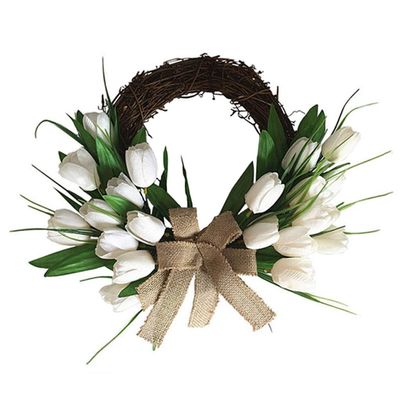 Wreaths LIU- Tulip White for Front Door Home Garden Wedding Party Decoration or Photography Props