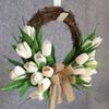 Wreaths LIU- Tulip White for Front Door Home Garden Wedding Party Decoration or Photography Props view 2